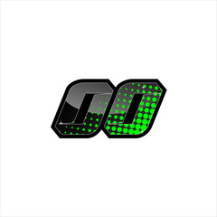 Vector Racing number 00, start racing number, sport race number with green black color and halftone dots style isolated on white background