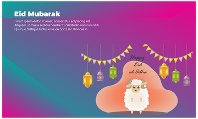 eid al adha with illustration Graphic Elements Template can be use for,landing page, template, ui, web, mobile app, poster, banner, flyer,kids cover Book, social media, Card Invitation,