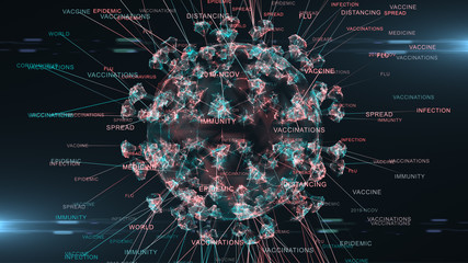 Coronavirus 2019-nCov dangerous outbreak of viral flu causing pandemic spread of virus causing medical health risk concept - 3D illustration render