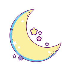 Isolated moon with stars vector design