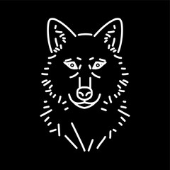 Wolf head line drawing. Vector illustration