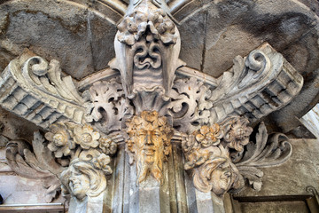 Carved stone decorations in Art Nouveau