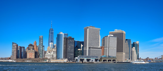 Panorama view of New Jersey New York City sunny day 