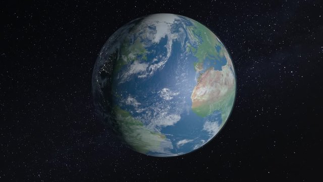 Spinning earth closing in to Middle East. 3D rendering.