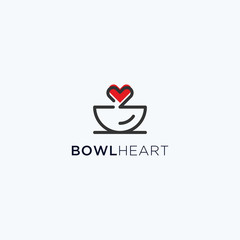 Bowl  heart logo design vector template	