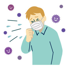 外国人　男性　咳　くしゃみ　マスク　ウイルス