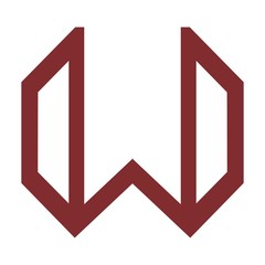 W initials geometric line art logo and vector icon