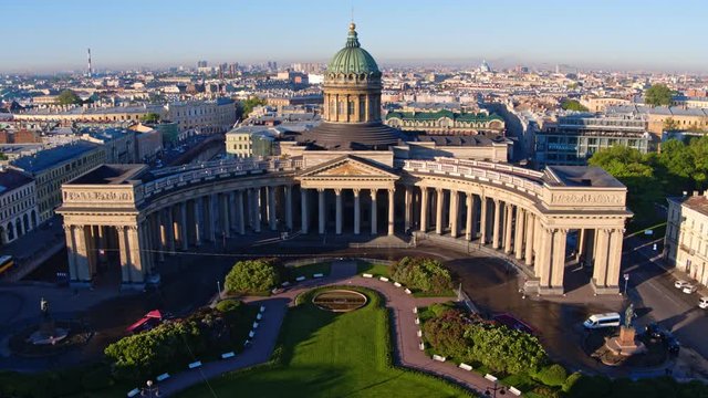 beautiful view of Saint Petersburg from a drone