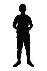 Young man with backpack silhouette vector