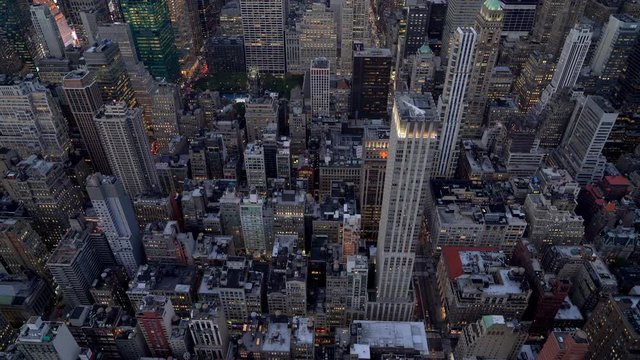 Aerial view on financial district with skyscrapers and real estate buildings for rent in midtown, American megalopolis - New York with corporate offices at commercial avenue