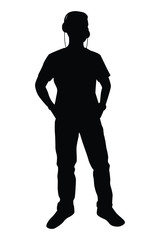 Obraz premium Boy listen to music silhouette vector