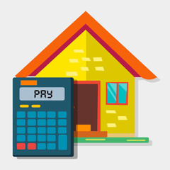 house with calculator for loan a house concept symbol vector illustration 