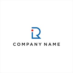 simple letter RI IR logo design 