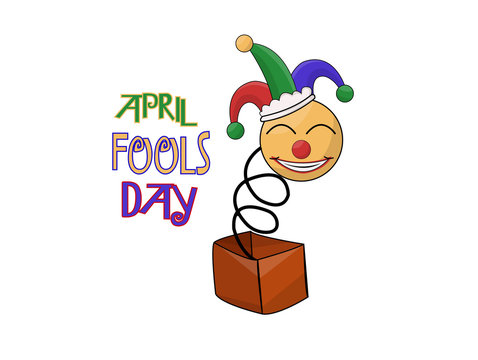 April Fools Day illustration vintage, clown laugh silly full of comedy.