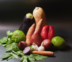 Vegetables on black background