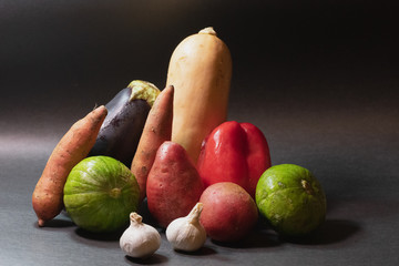 Vegetables on black background