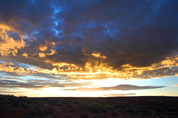 Sunset  near the  Henry Mountains in the desert of Southern Utah.