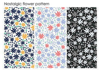 Floral set of seamless patterns Vector design 北欧 花柄