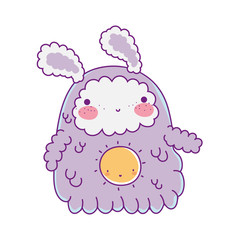 Kawaii rabbit cartoon with sun vector design