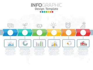 Fototapeta na wymiar Business 6 step process chart infographics with numbers.