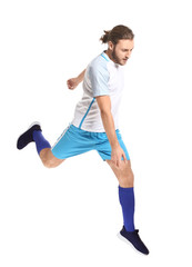 Male football player on white background