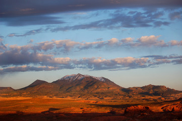 Fototapeta na wymiar Sky and clouds over the Henry Mountains in the desert of Southern Utah.
