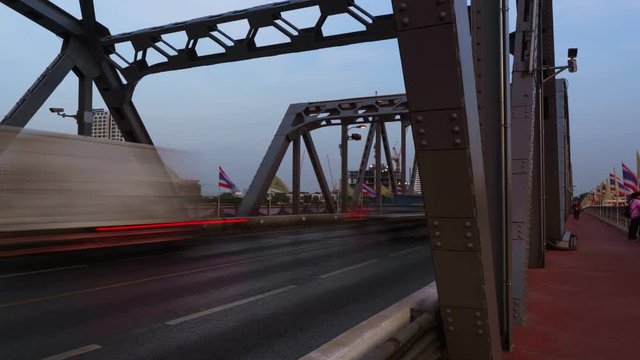 Time lapse view of Krung Thon Bridge in Bangkok, Thailand.