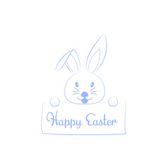Greeting inscription with the Easter bunny and Easter eggs. Wishing You a Happy Easter