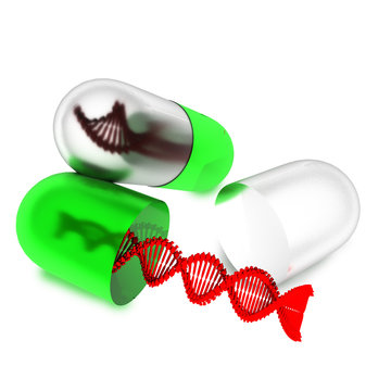 Dna In A Capsule Helth Techology  Background - 3d Rendering