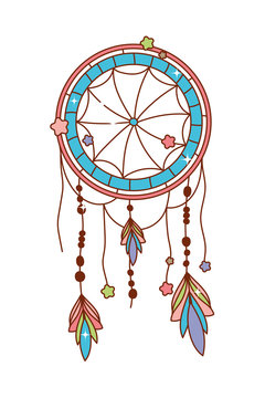 Isolated dream catcher with feathers vector design