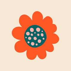 Hand drawn flat decorative flowers. Vector plants elements for design, web design, textile, ceramics, wrapping, wallpaper, cover