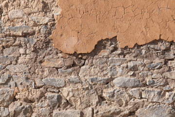 Detail of a cracked clay wall