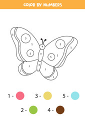 Coloring page for children. Cute black and white butterfly.