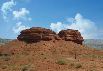 Close up of spectacular red rock formations along North Fork Highway in Wyoming.