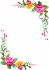 Floral watercolor square frame