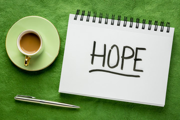 hope word - handwriting in a sketchbook