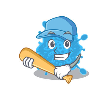 Picture of andecovirus cartoon character playing baseball
