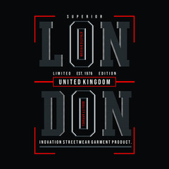 London typography for t-shirt print and other uses. Athletic. Vector image design