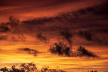 colorful dramatic sky with cloud at sunset
