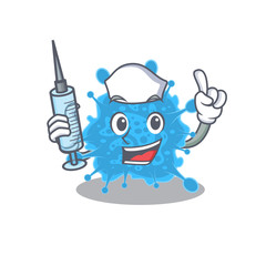 A nice nurse of andecovirus mascot design concept with a syringe
