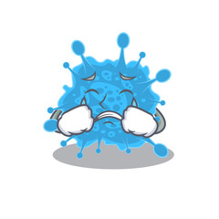 Cartoon character design of andecovirus with a crying face