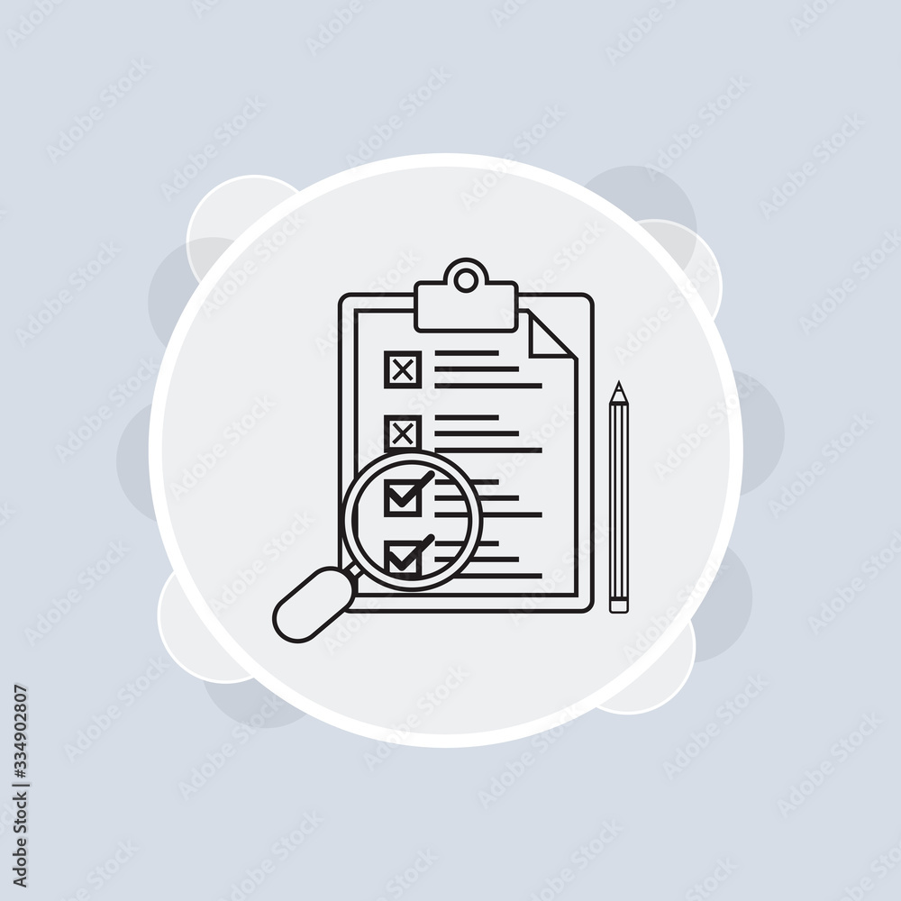Poster checklist line icon. document with black ticks checkmarks