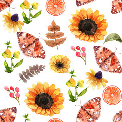 Butterflies and flowers pattern