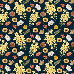 Pattern Golden shower tree flowers