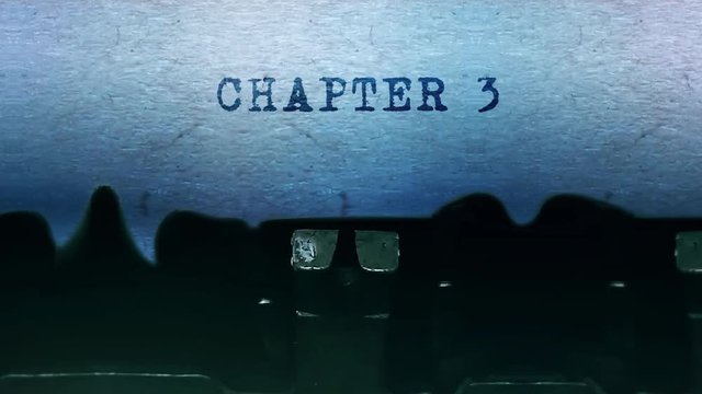 Chapter 3 Word closeup Being Typing and Centered on a Sheet of paper on old vintage Typewriter mechanical 4k Footage Background Animation.