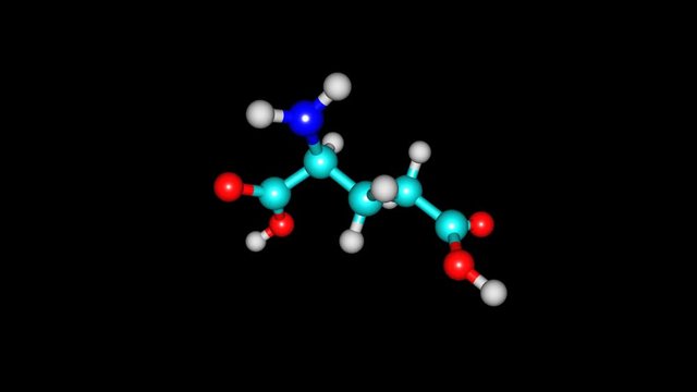 Glutamic acid molecule rotating video full HD