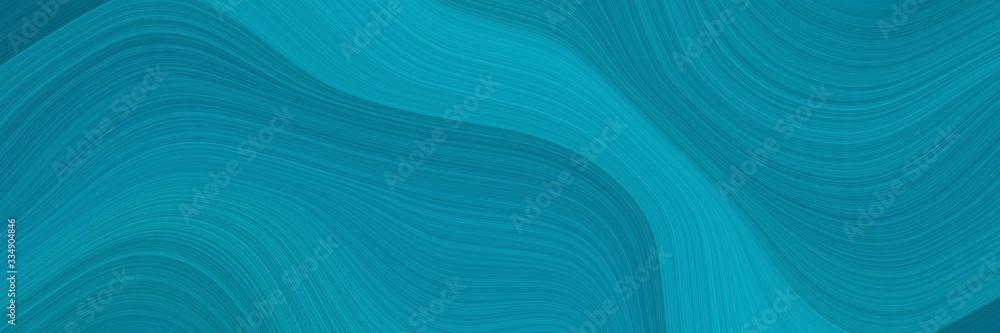 Poster abstract futuristic banner background with dark cyan, teal and light sea green color. elegant curvy 