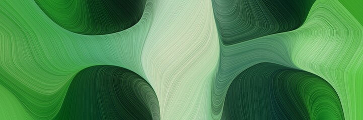 abstract futuristic banner with waves. modern curvy waves background design with sea green, very dark green and ash gray color