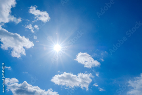 写真素材 青空 太陽 逆光 雲 春の空 背景 背景素材 3月 コピースペース Canvas Print Rummy Rummy