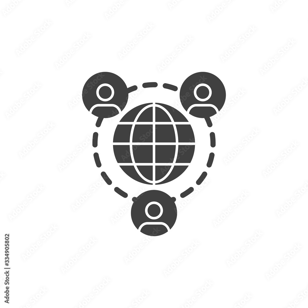 Aufkleber global communication vector icon. filled flat sign for mobile concept and web design. people network